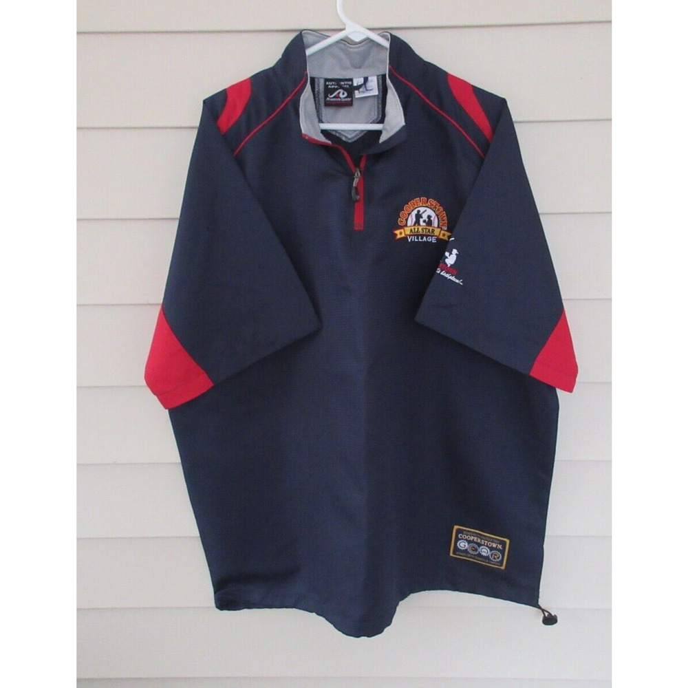 Cooperstown Baseball Men’s Blue 1/4 Zip Short Sleeve Windbreaker Navy Logo XL